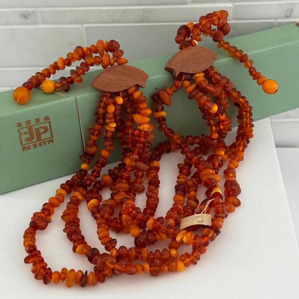 VINTAGE Baltic White Butterscotch Amber Necklace Shantel USSR Soviet 104g 1967